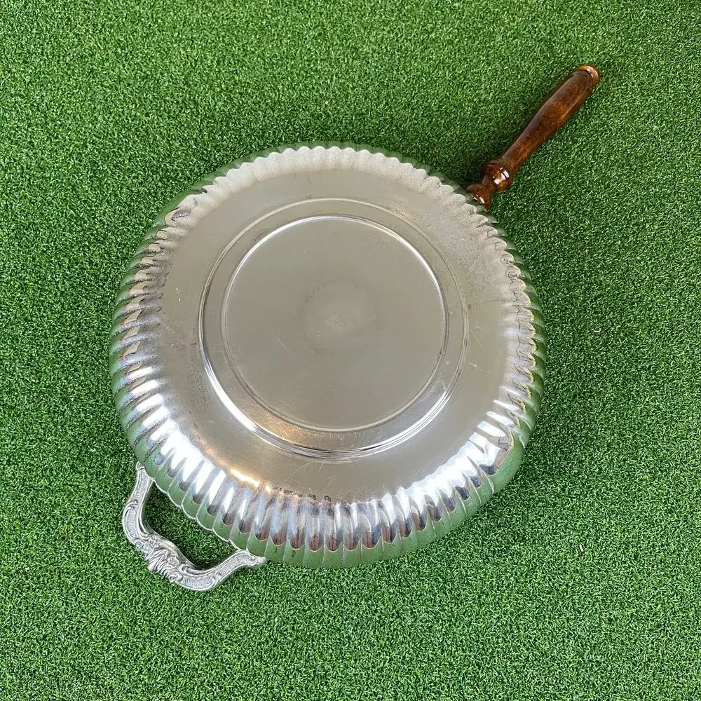 Vintage Sheridan Taunton Silverplate Chafing Serving Dish Wood Handle 22